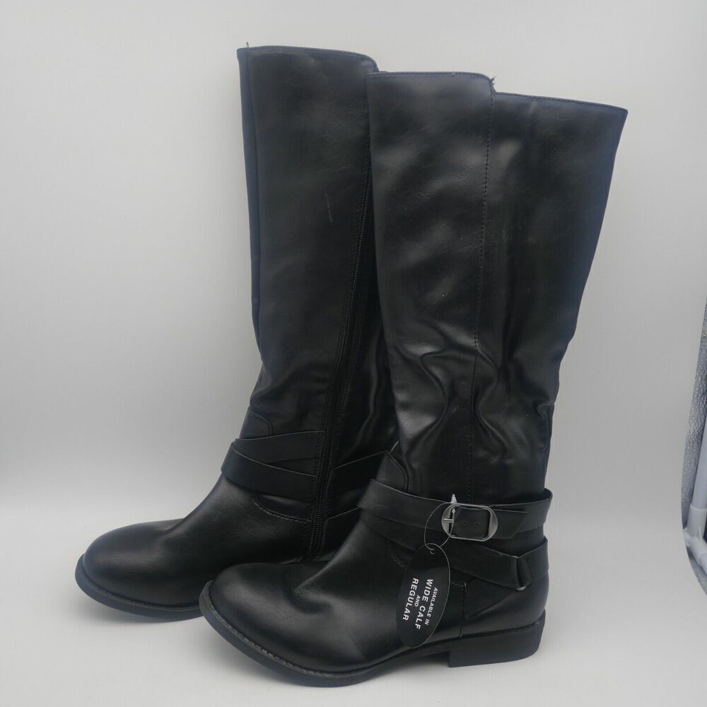 NEW Style & Co Madixe Tall Black Riding Boots Women's 6.5 Regular Width Vegan - Picture 3 of 8
